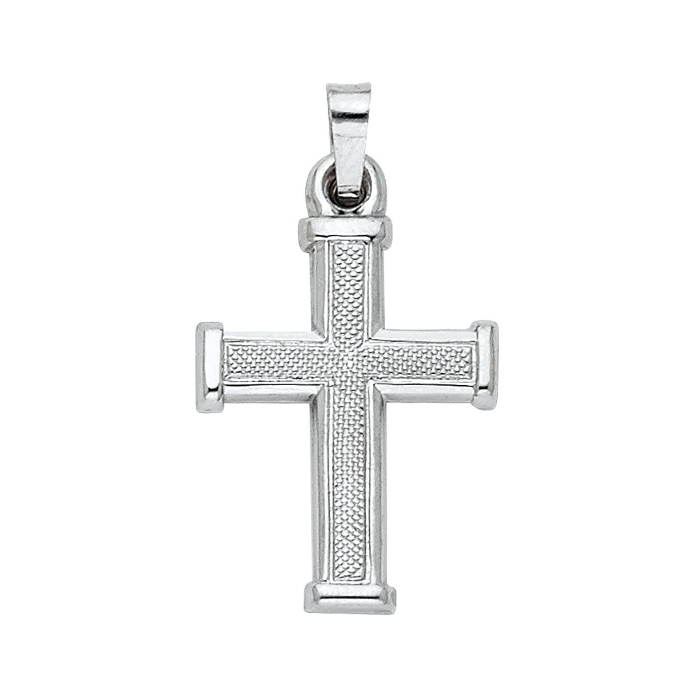 14K White Gold Religious Cross Pendant